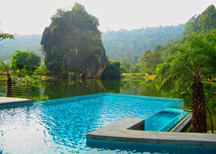 glass swimming pool