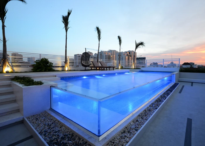 glass-walled pool cost